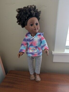 My Life As African American Doll Brown Eyes And Brown Curly Hair W/ Outfit